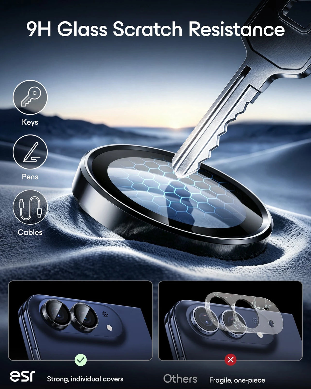 esr Black iPhone Duo Armorite Camera Lens Protector 9H Glass Scratch Resistance