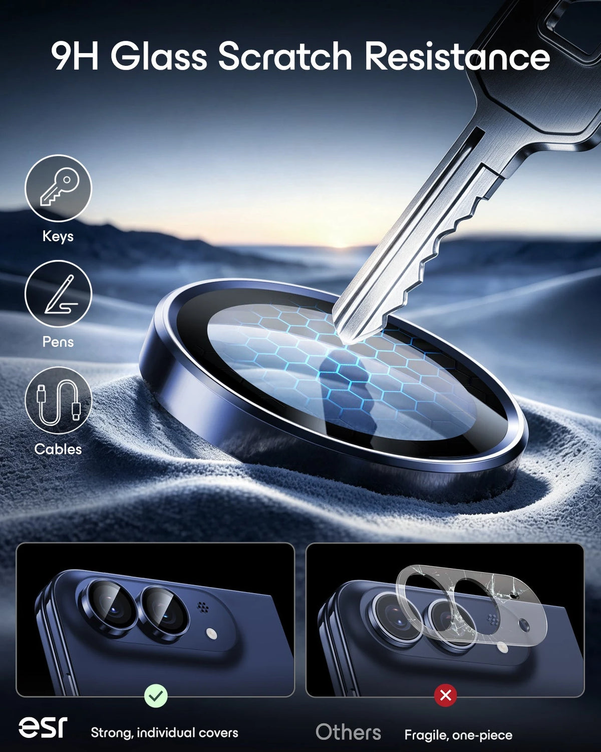 esr Blue iPhone Duo Armorite Camera Lens Protector 9H Glass Scratch Resistance