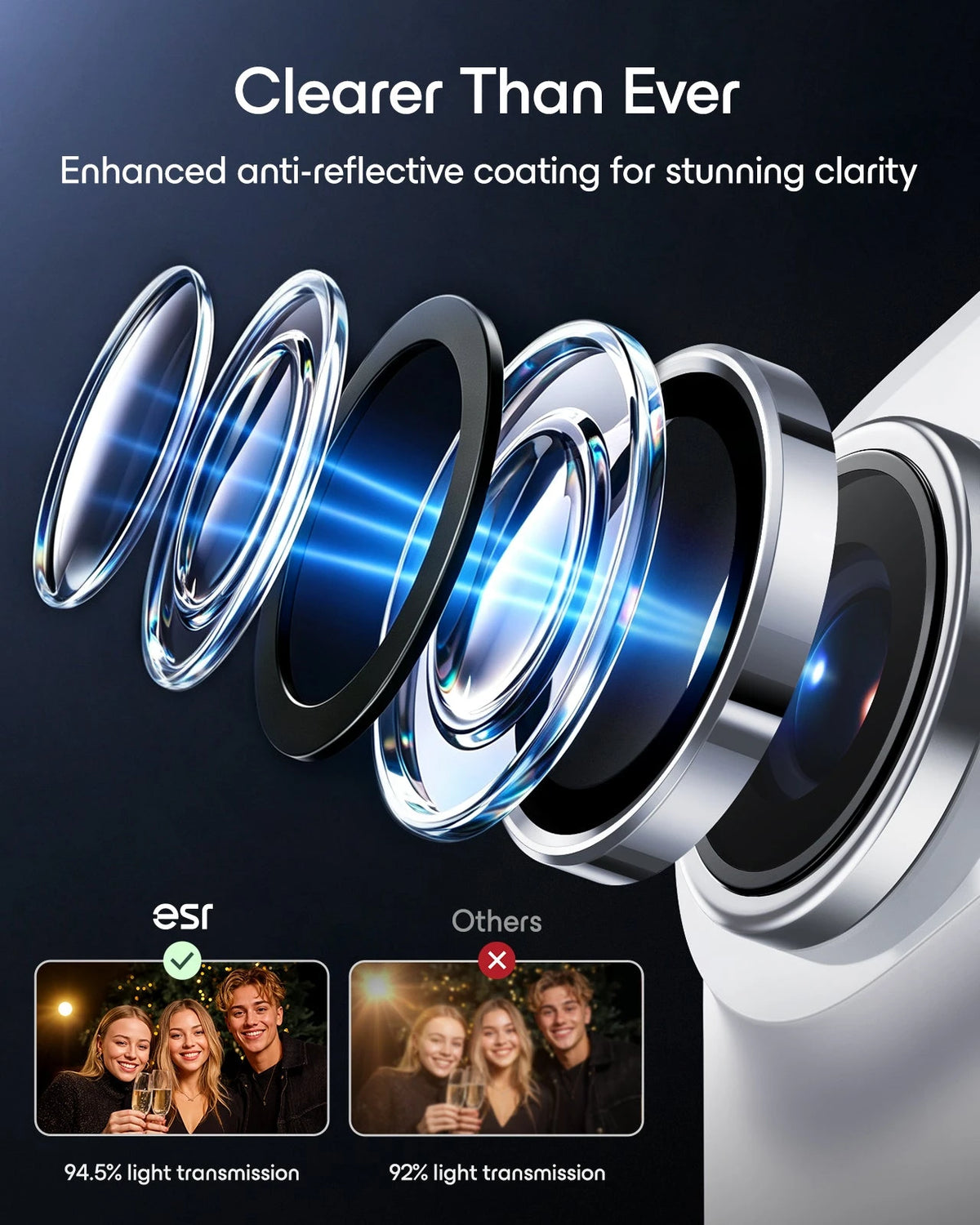esr Silver iPhone Duo Armorite Camera Lens Protector Clearer Than Ever