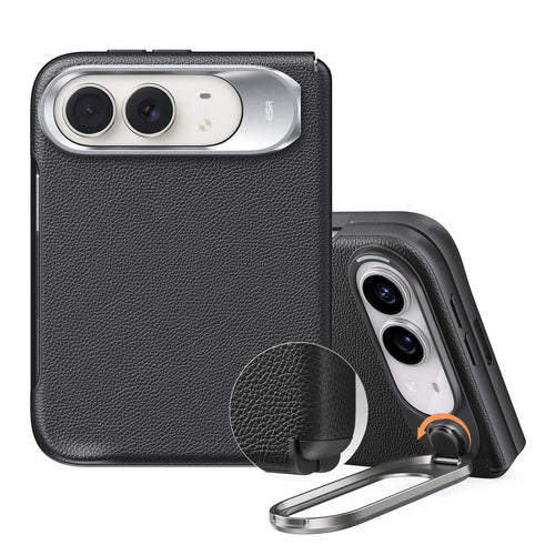 iPhone Duo Atelier Silicone Leather Magnetic Case with Flex Stand - Black