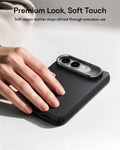 Black Vegan Leather iPhone Duo Magsafe Case with Stand Premium Look, Soft Touch