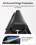 Black Vegan Leather iPhone Duo Magsafe Case with Stand All-Around Hinge Protection
