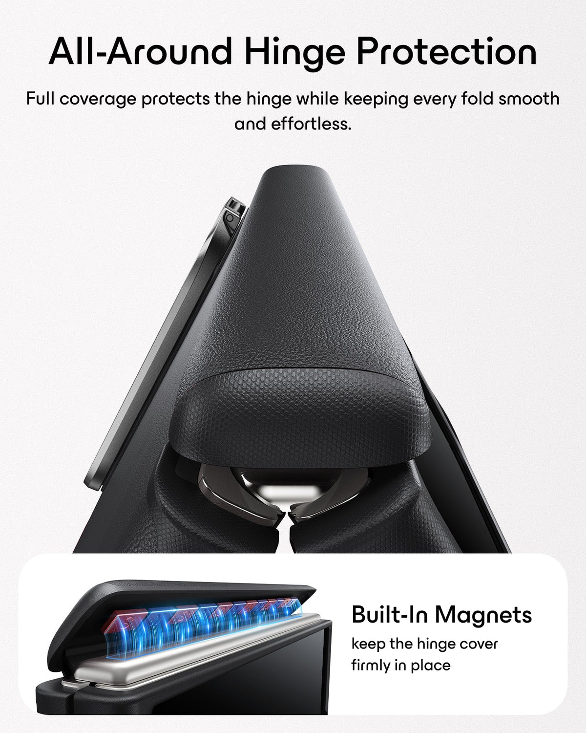 Black Vegan Leather iPhone Duo Magsafe Case with Stand All-Around Hinge Protection
