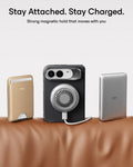 Black Vegan Leather iPhone Duo Magsafe Case with Stand Stay Attached. Stay Charged.