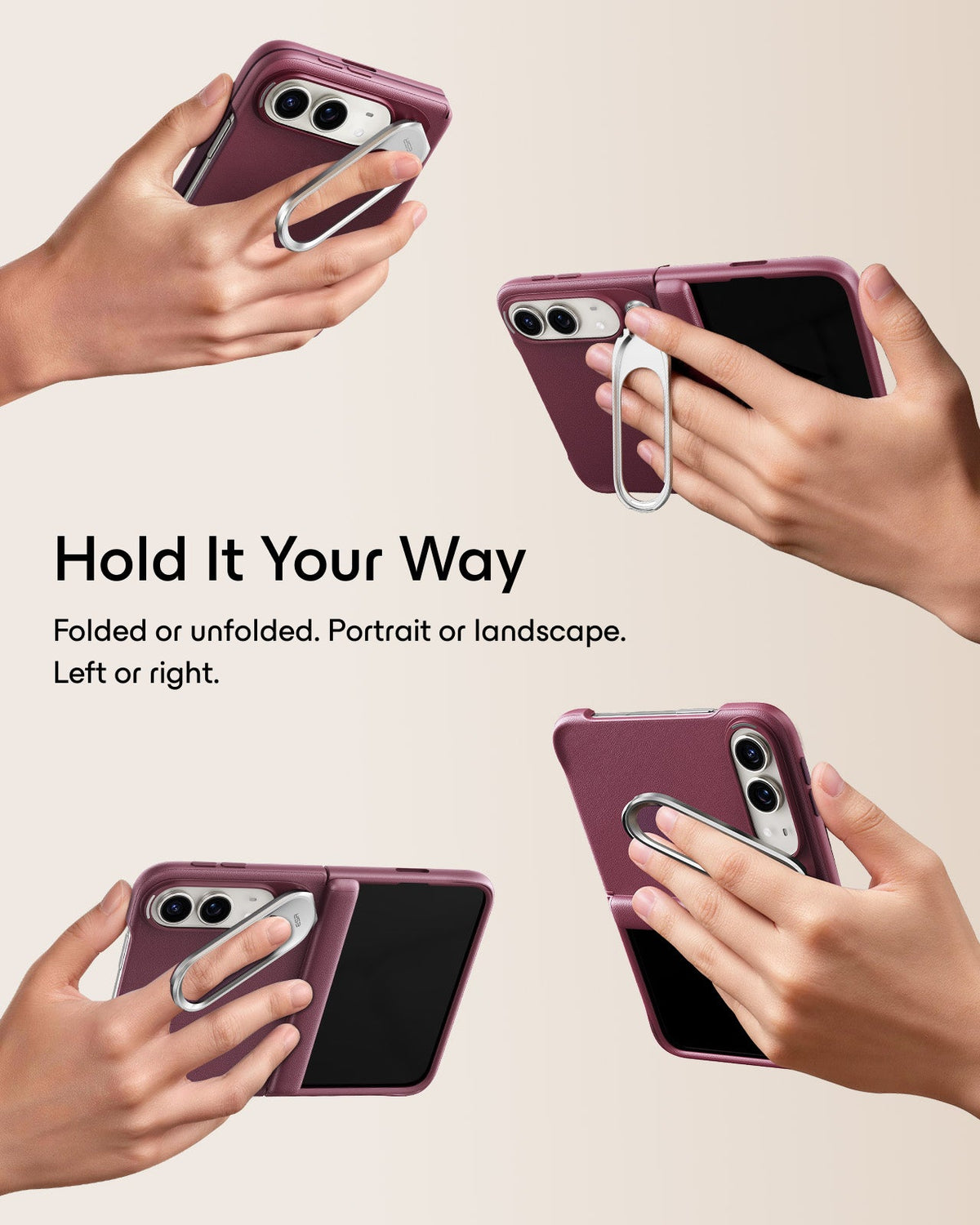 Deep Burgundy Vegan Leather iPhone Duo Magsafe Case with Stand Hold It Your Way