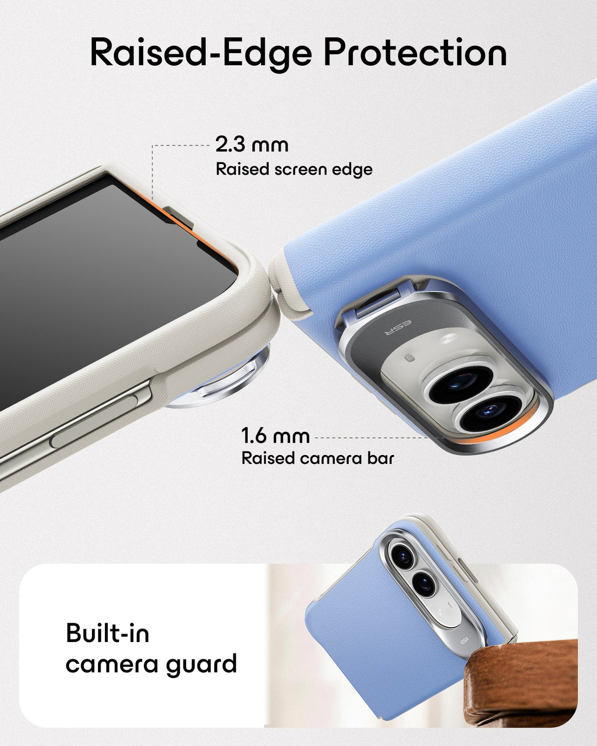 Misty Vegan Leather iPhone Duo Magsafe Case with Stand Raised-Edge Protection
