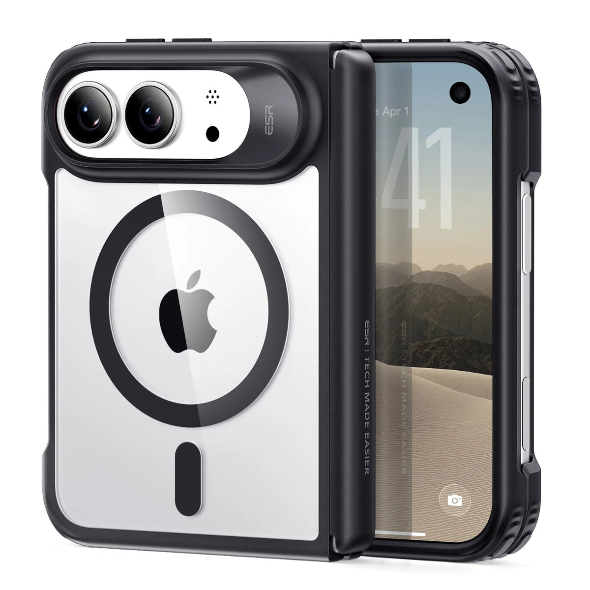 ESR iPhone Duo Classic Hybrid Magnetic Case in Clear Black without a built-in stand