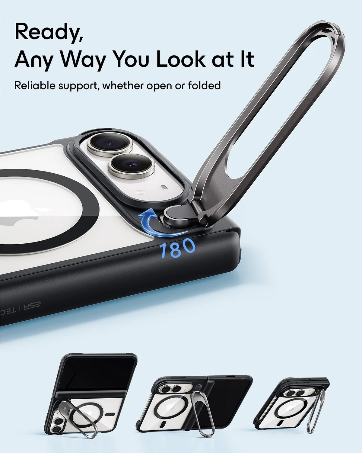 ESR Clear Black iPhone 18 Pro Max Magsafe Slim Phone Case with Stand Ready,Any Way You Look at It
