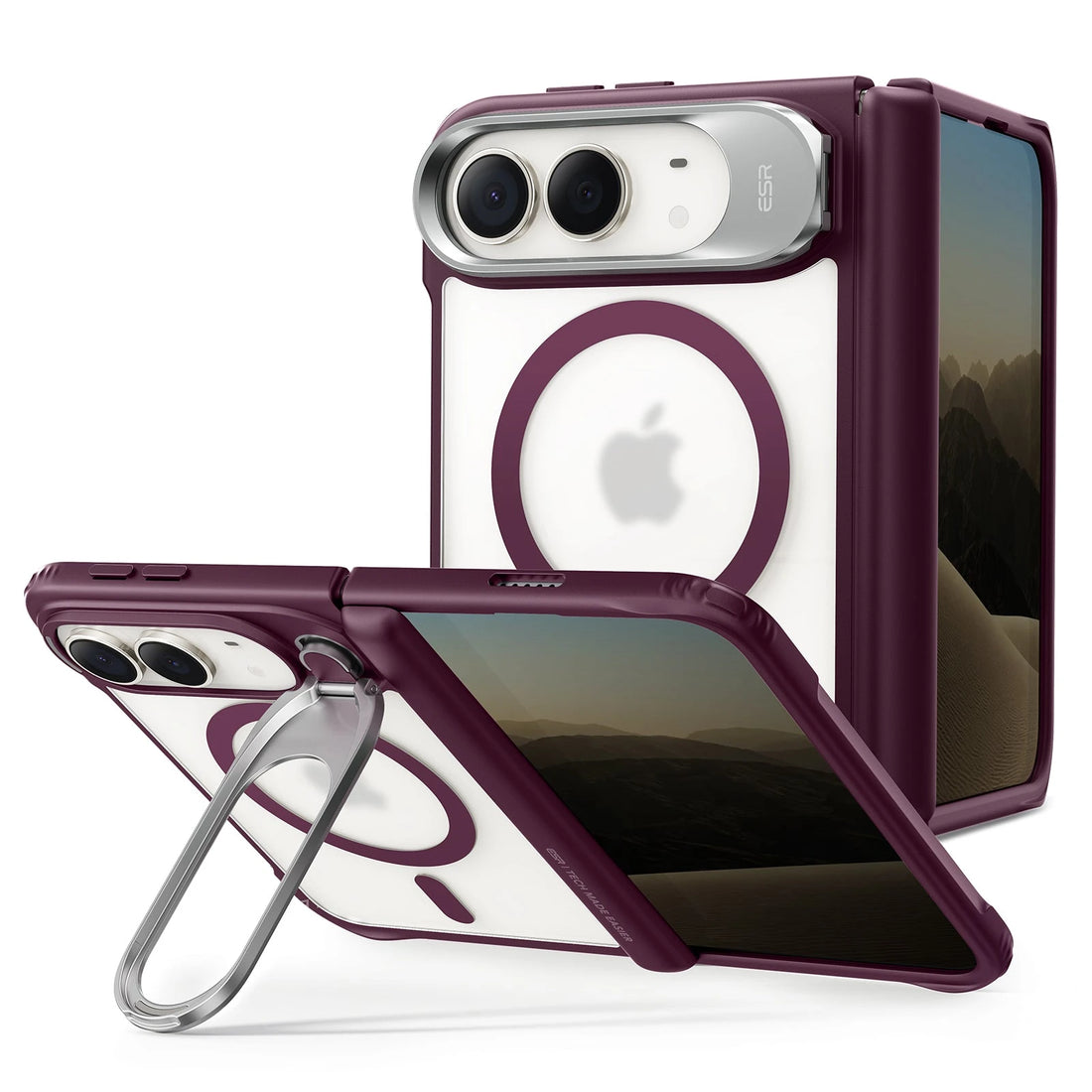 Frosted Burgundy iPhone 18 Pro Max Magsafe Slim Phone Case with Stand