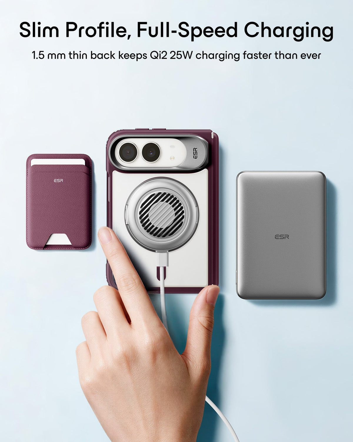 Frosted Burgundy iPhone 18 Pro Max Magsafe Slim Phone Case with Stand Slim Profile, Full-Speed Charging