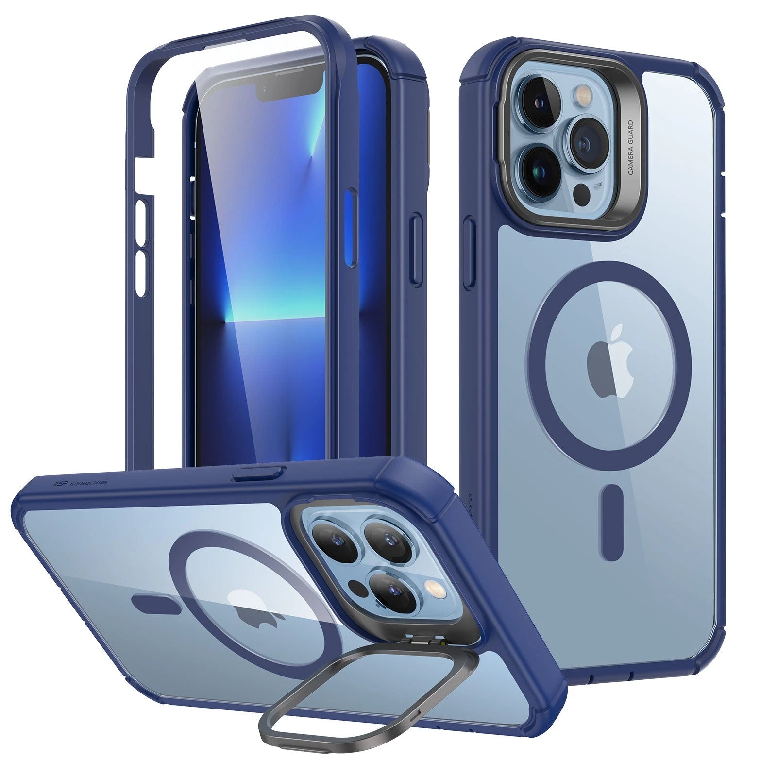 iPhone 13 Pro Max Armor Tough Case with Stash Stand (HaloLock) - Clear Blue ESR ESR