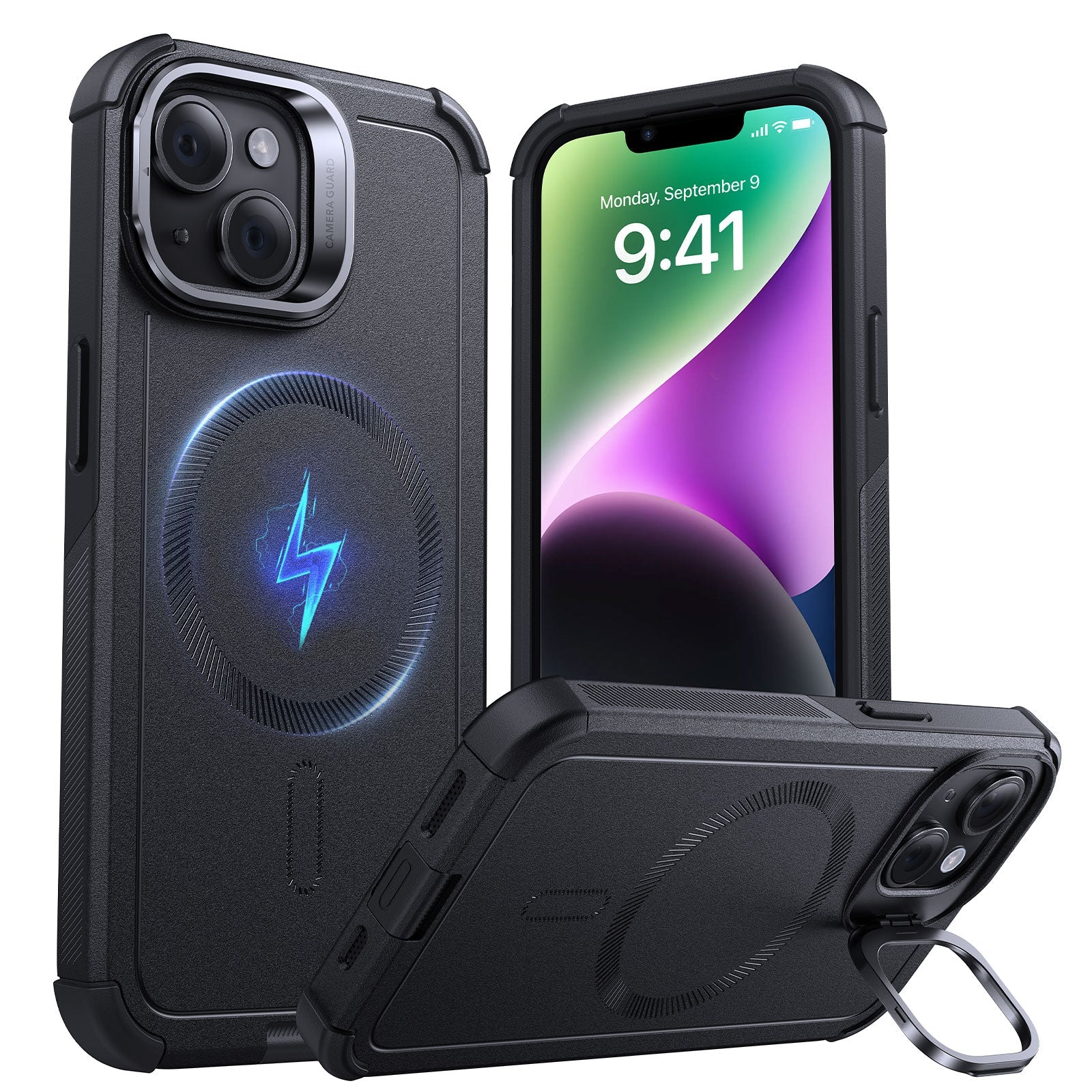 iPhone 14/13 Cyber Tough Magnetic Case (Stash Stand) - Black ESR ESR