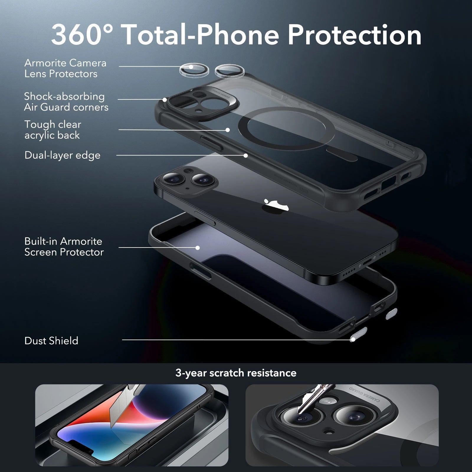 iPhone 14 Armor Tough Case (HaloLock) - Clear Black ESR ESR