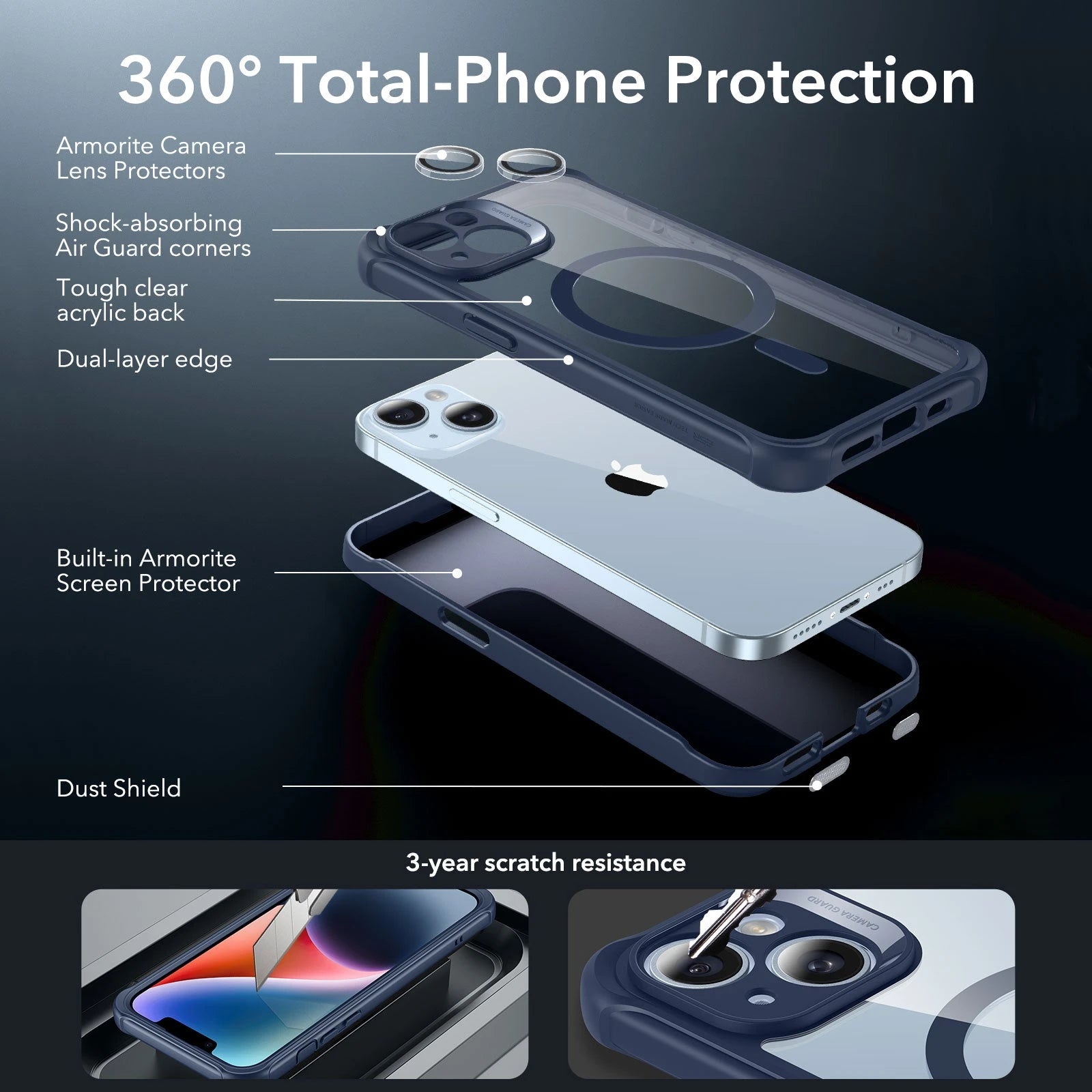 iPhone 14 Armor Tough Case (HaloLock) - Clear Blue ESR ESR
