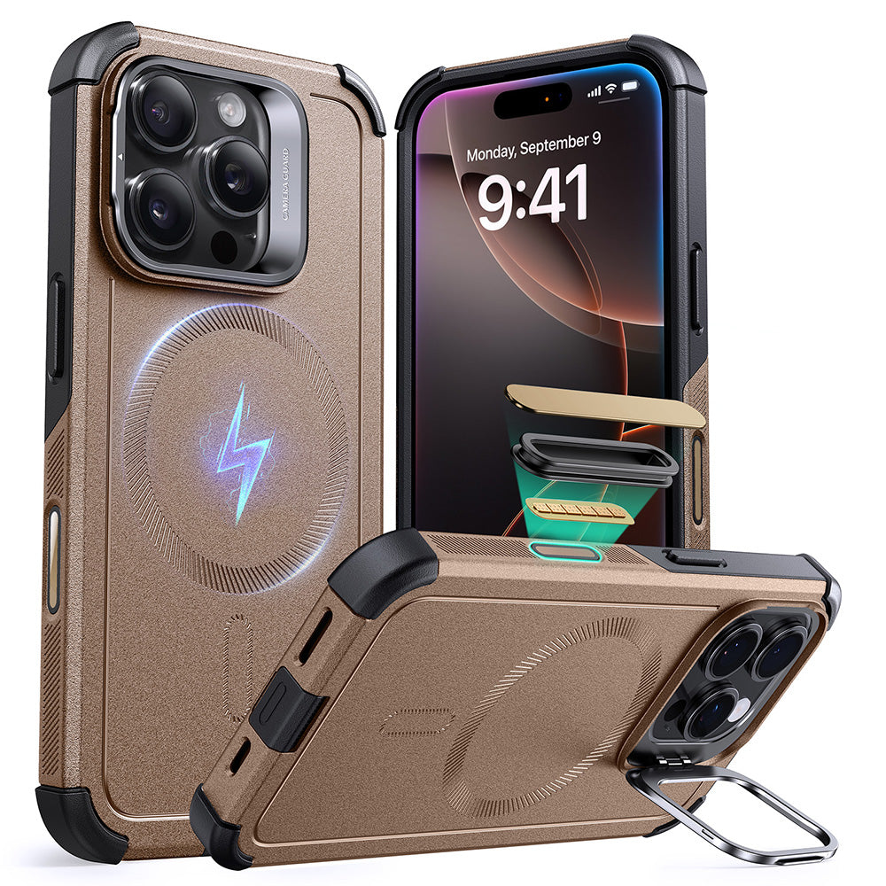 iPhone 16 Pro Max Cyber Tough Magnetic Case (Camera Control, Stash Stand) - Desert Titanium ESR ESR