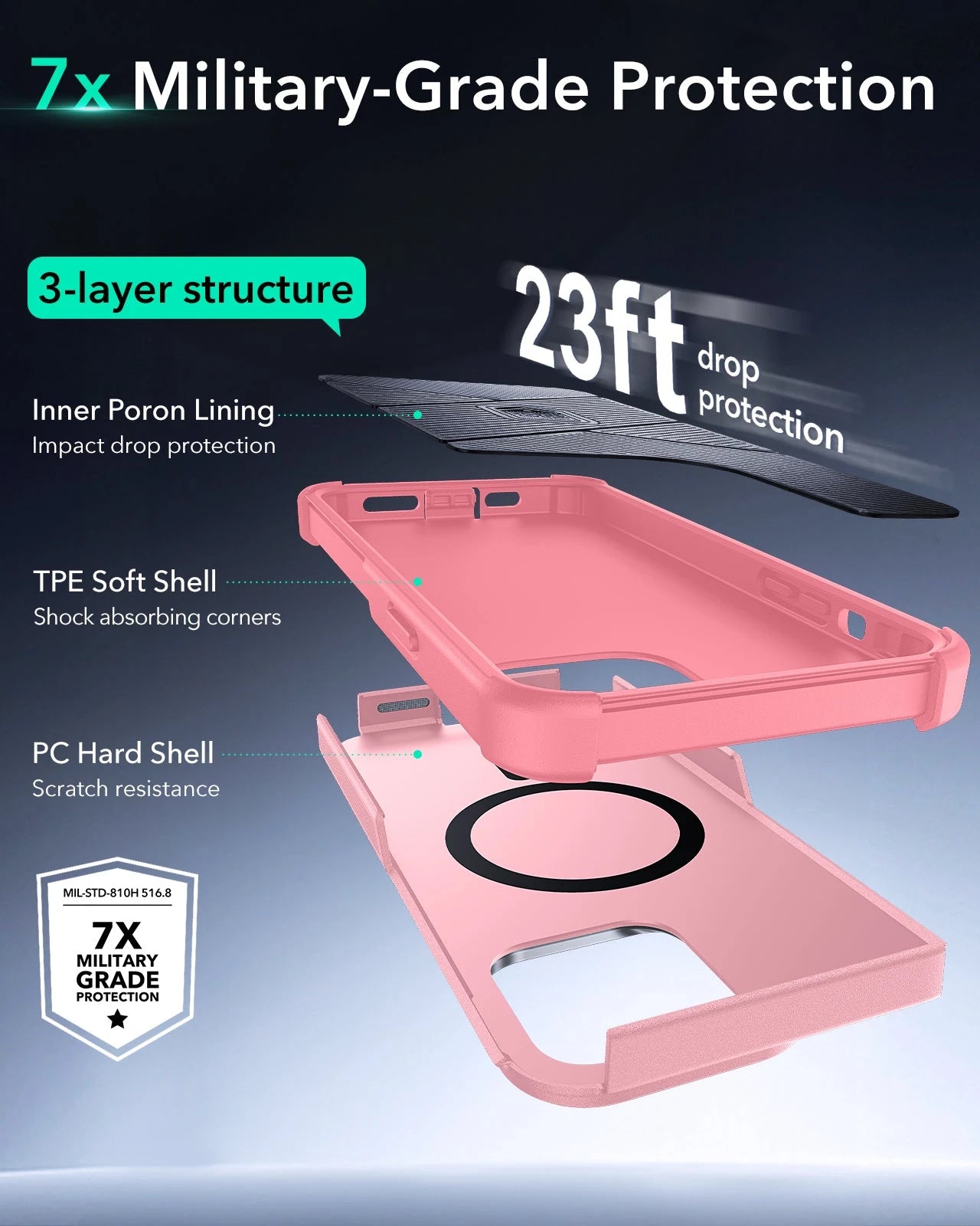 iPhone 13 Pro Cyber Tough Magnetic Case (Stash Stand) - Pink ESR ESR