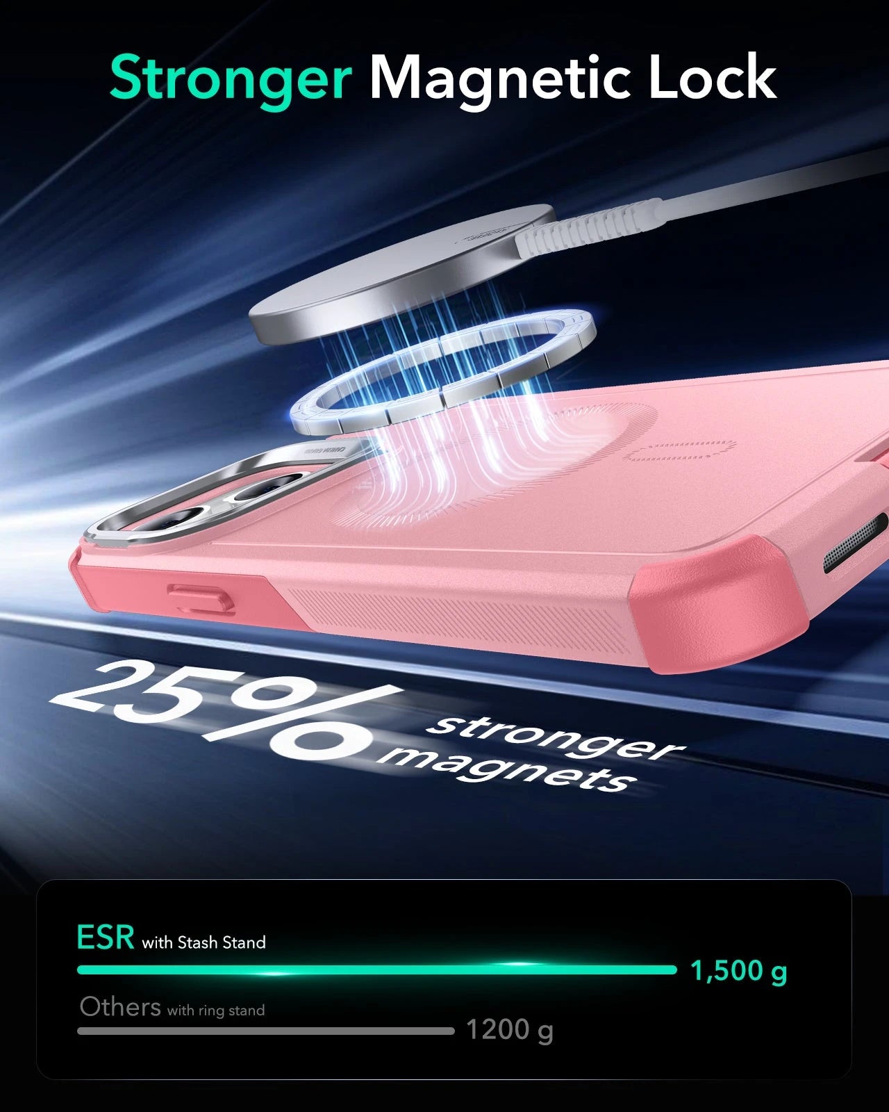 Pink Magsafe Case iPhone 13 Pro Pink Cyber Tough MagSafe Case with Stand - ESR
