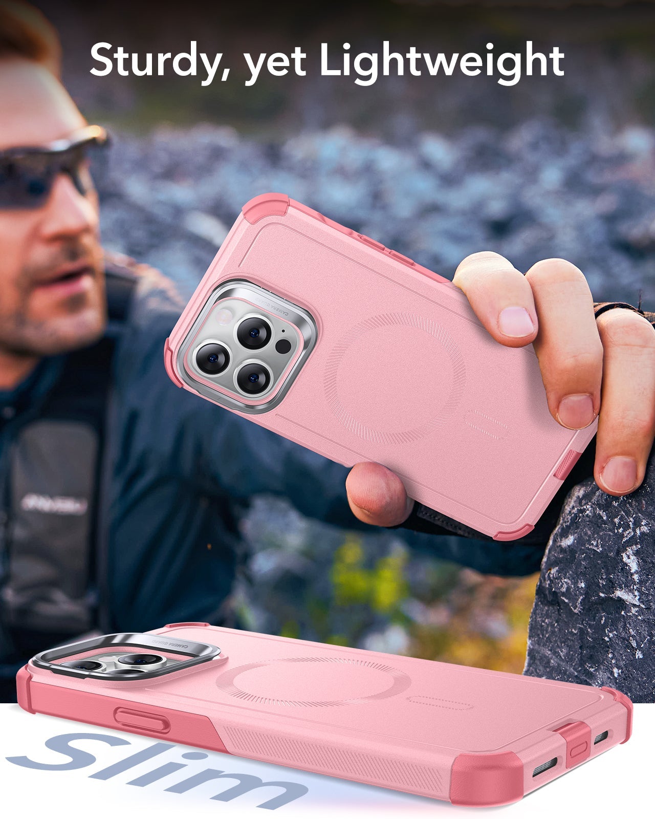 iPhone 13 Pro Cyber Tough Magnetic Case (Stash Stand) - Pink ESR ESR
