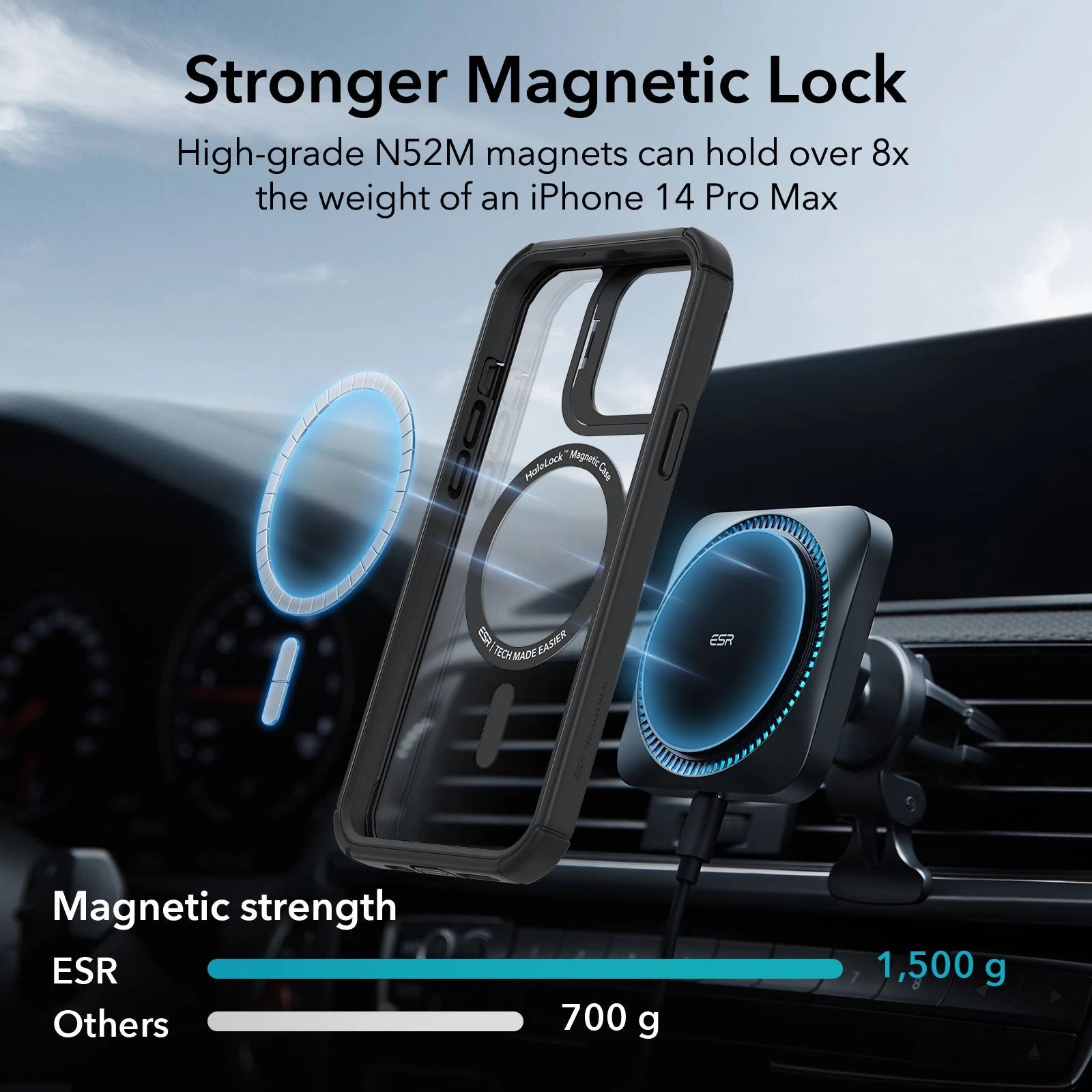 iPhone 13 Pro Max Armor Tough Case with Stash Stand (HaloLock) - Clear Black ESR ESR