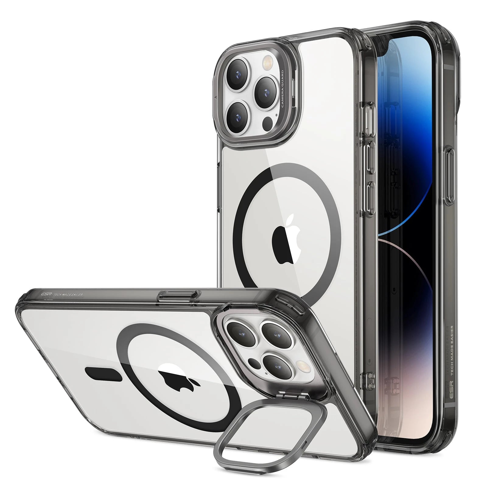 iPhone 13 Pro Max Classic Hybrid Case with Stash Stand (HaloLock) - Clear Black ESR ESR