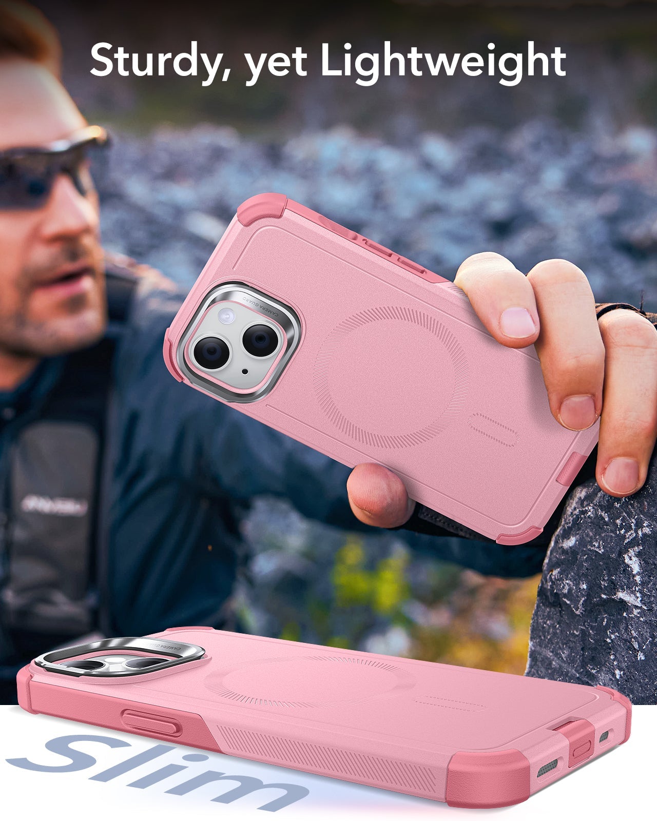 iPhone 14/13 Cyber Tough Magnetic Case (Stash Stand) - Pink ESR ESR