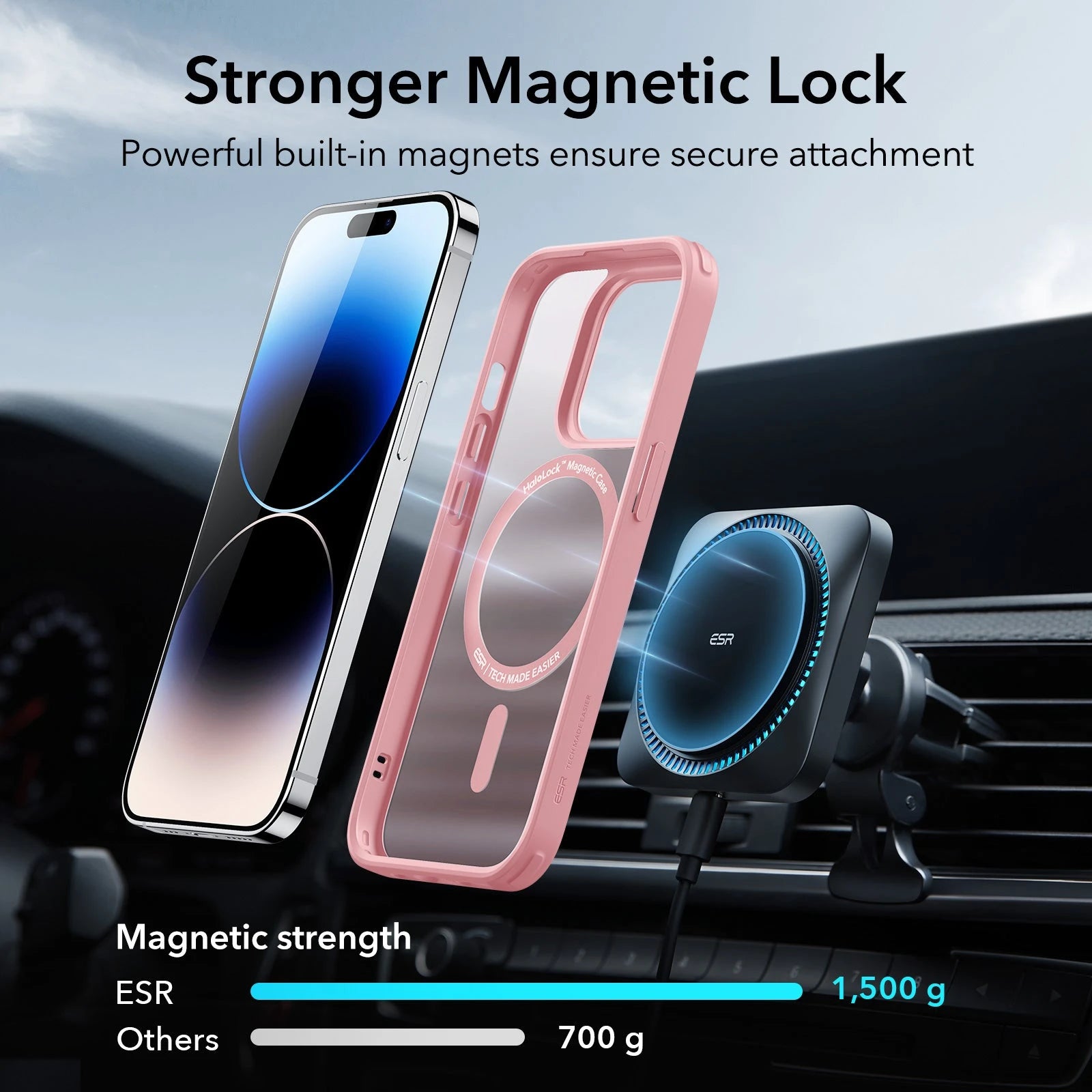 iPhone 14 Pro Classic Hybrid Case (HaloLock) - Frosted Pink ESR ESR