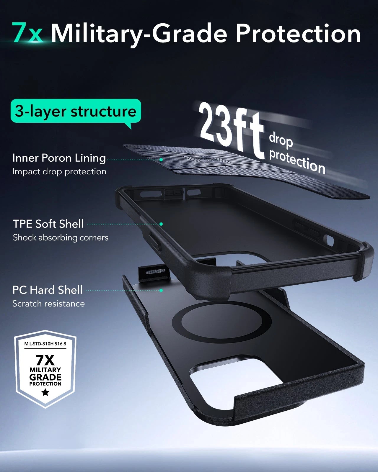 iPhone 14 Pro Cyber Tough Magnetic Case (Stash Stand) - Black ESR ESR