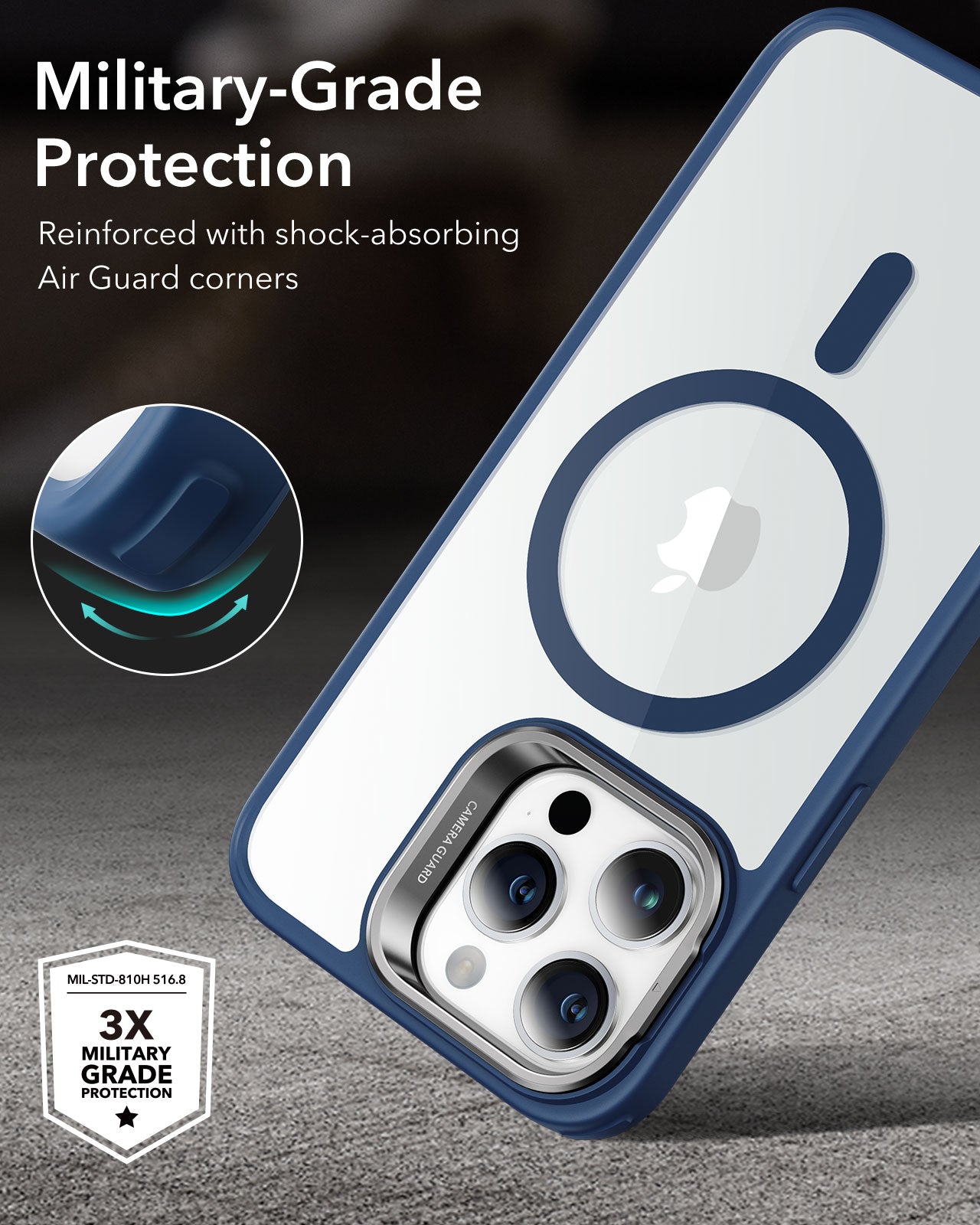 iPhone 14 Pro Max Classic Hybrid Case with Stash Stand (HaloLock) - Clear Blue ESR ESR
