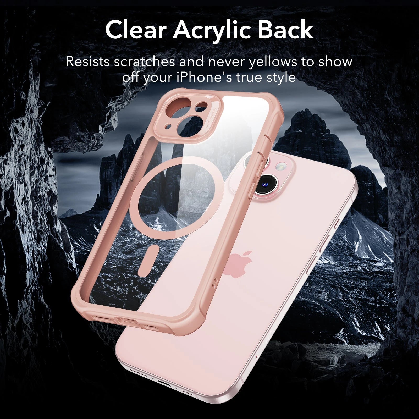 iPhone 15 Armor Tough Case (HaloLock) - Clear Pink ESR