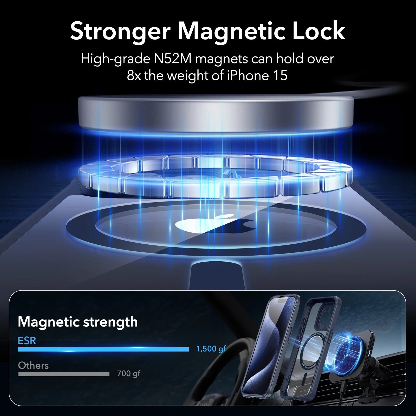 iPhone 15 Pro Armor Tough Case (HaloLock) - Clear Dark Blue ESR ESR