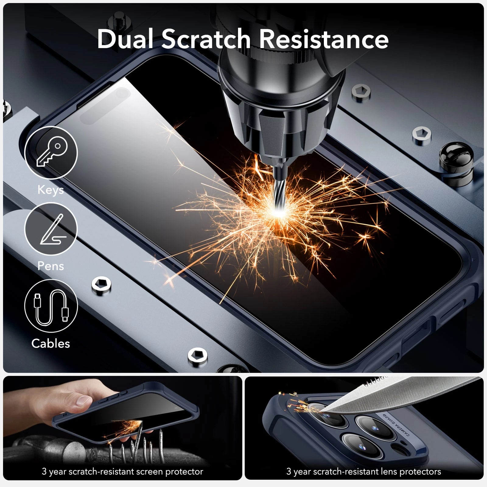 iPhone 15 Pro Armor Tough Case (HaloLock) - Clear Dark Blue ESR ESR
