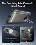 iPhone 15 Pro Cyber Tough Case with Stash Stand (HaloLock) - Gray ESR ESR
