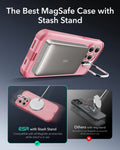 iPhone 15 Pro Cyber Tough Case with Stash Stand (HaloLock) - Pink ESR ESR