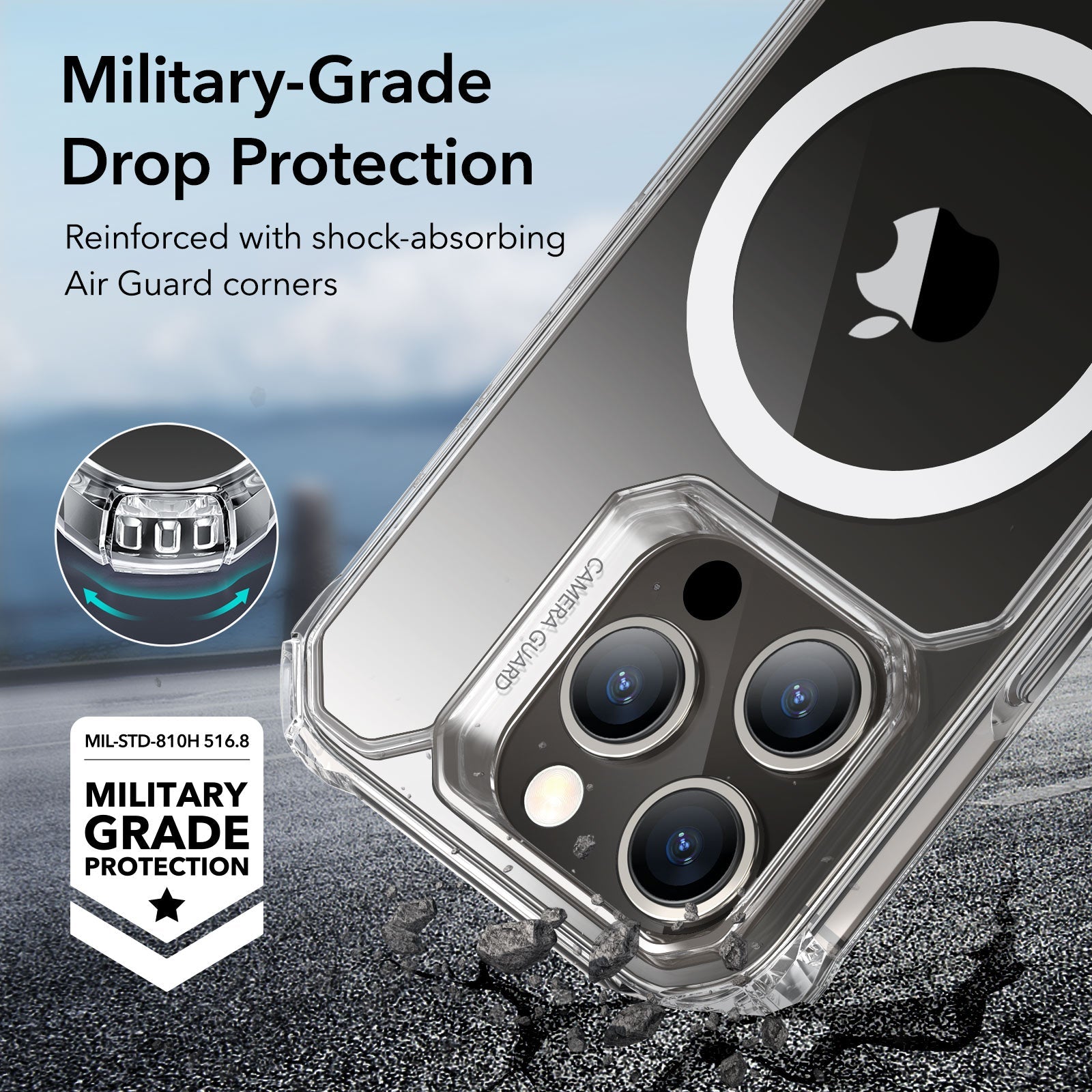 iPhone 15 Pro Max Air Armor Clear Case Set (HaloLock) - Clear Dark Blue ESR ESR