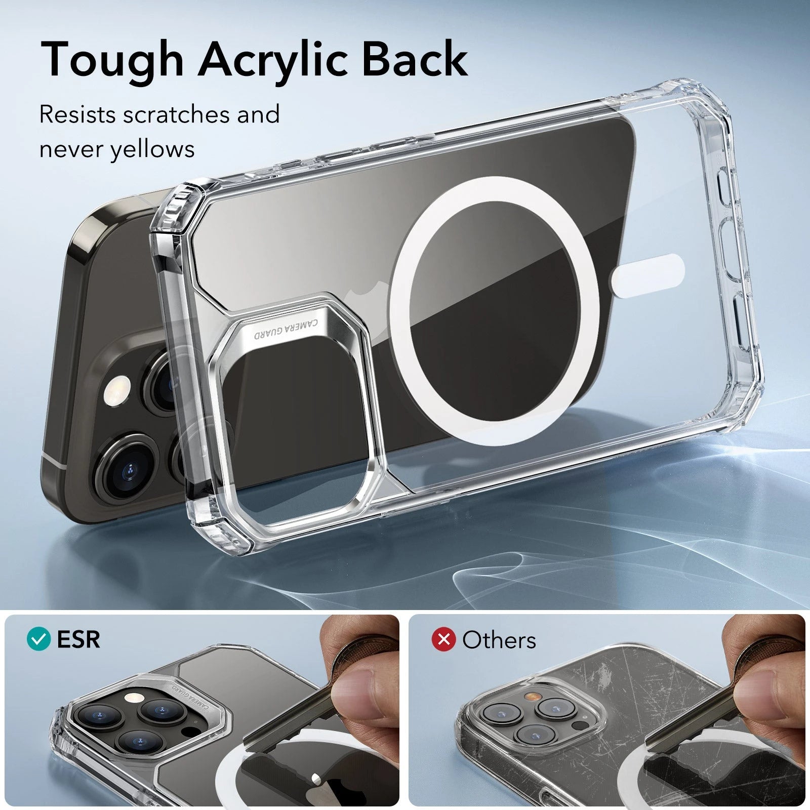 iPhone 15 Pro Max Air Armor Clear Case Set (HaloLock) - Clear Dark Blue ESR ESR