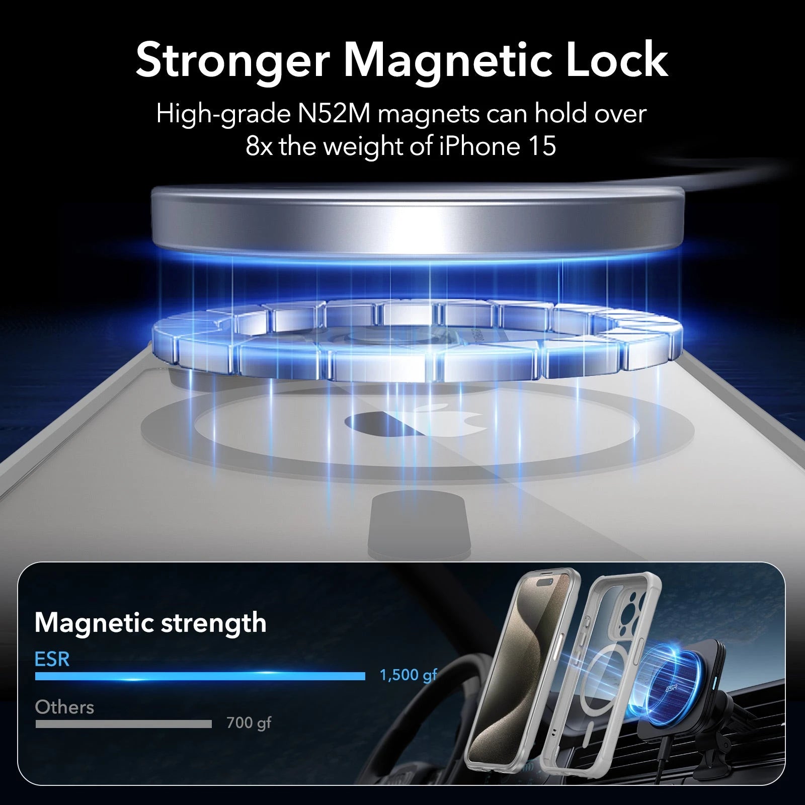 iPhone 15 Pro Max Armor Tough Case (HaloLock) - Clear Grey ESR ESR