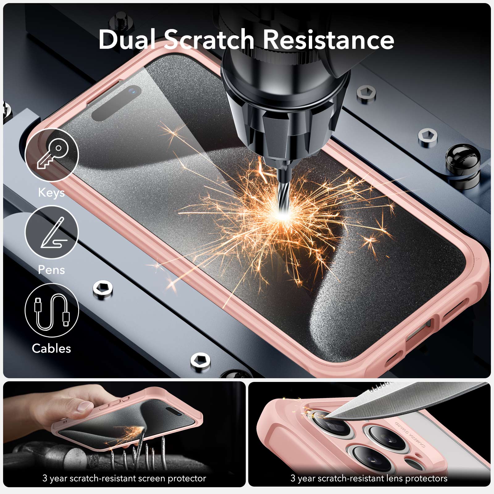iPhone 15 Pro Max Armor Tough Case (HaloLock) - Clear Pink ESR