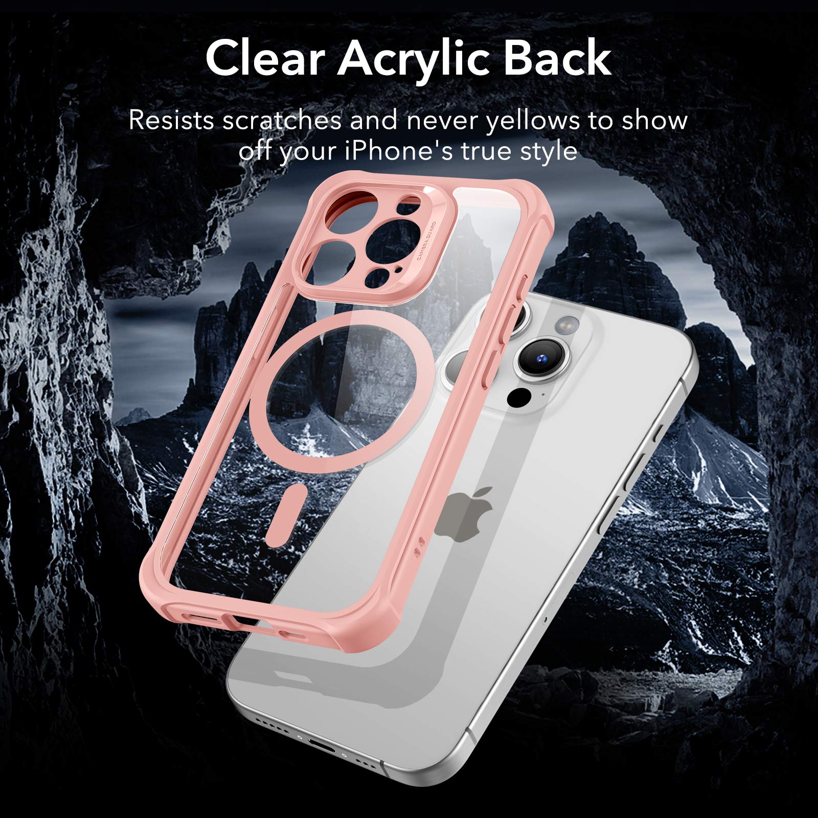 iPhone 15 Pro Max Armor Tough Case (HaloLock) - Clear Pink ESR