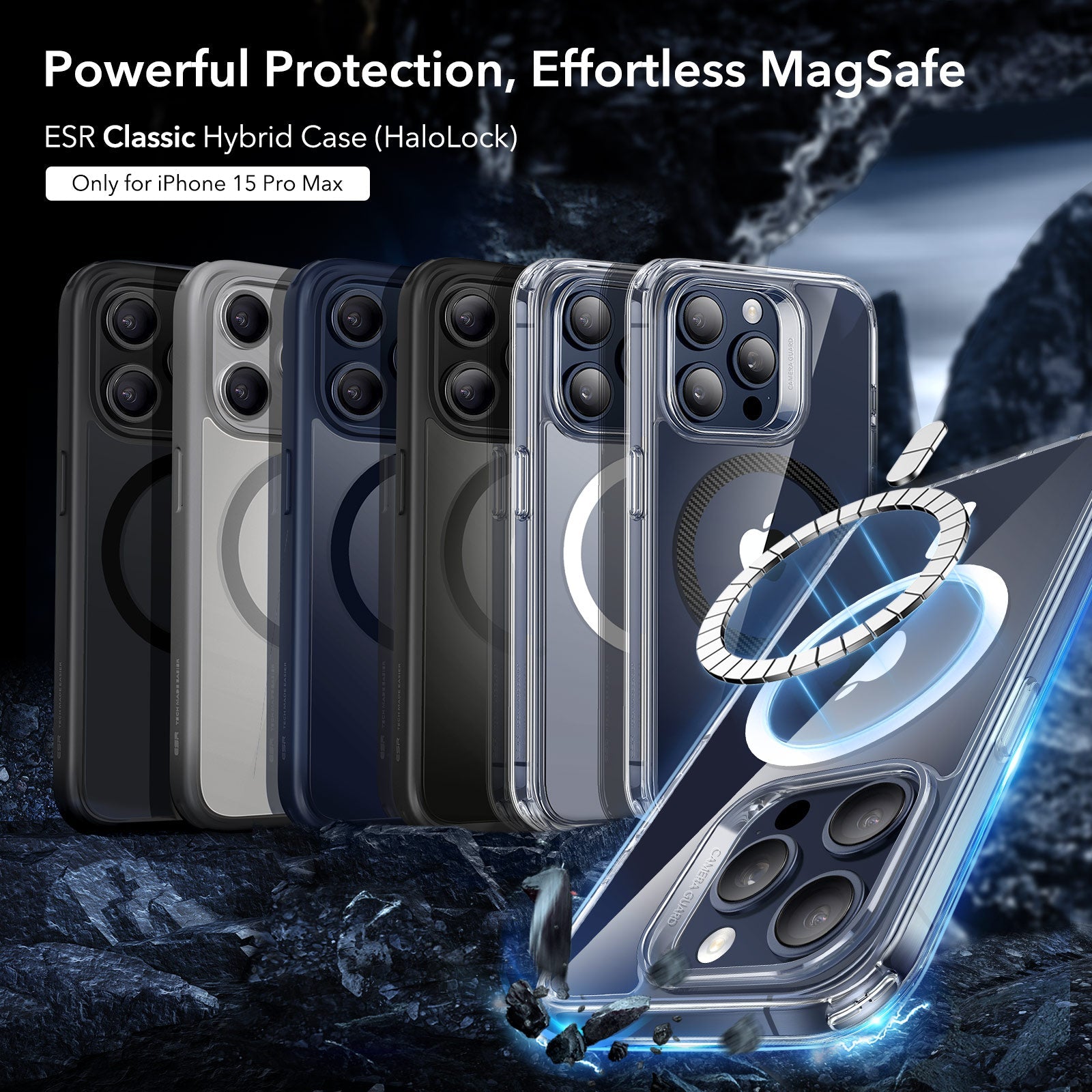 iPhone 15 Pro Max Classic Hybrid Case (HaloLock) - Carbon Fiber ESR ESR