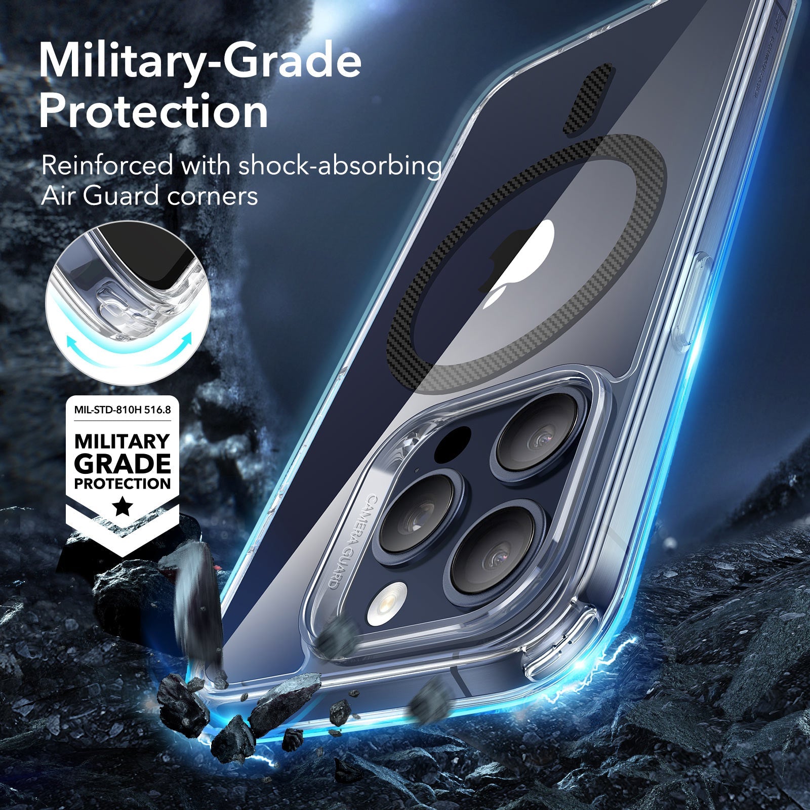 iPhone 15 Pro Max Classic Hybrid Case (HaloLock) - Carbon Fiber ESR ESR