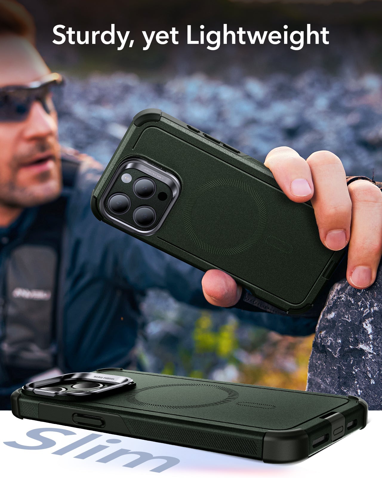 iPhone 15 Pro Max Cyber Tough Case with Stash Stand (HaloLock) - Dark Green ESR ESR
