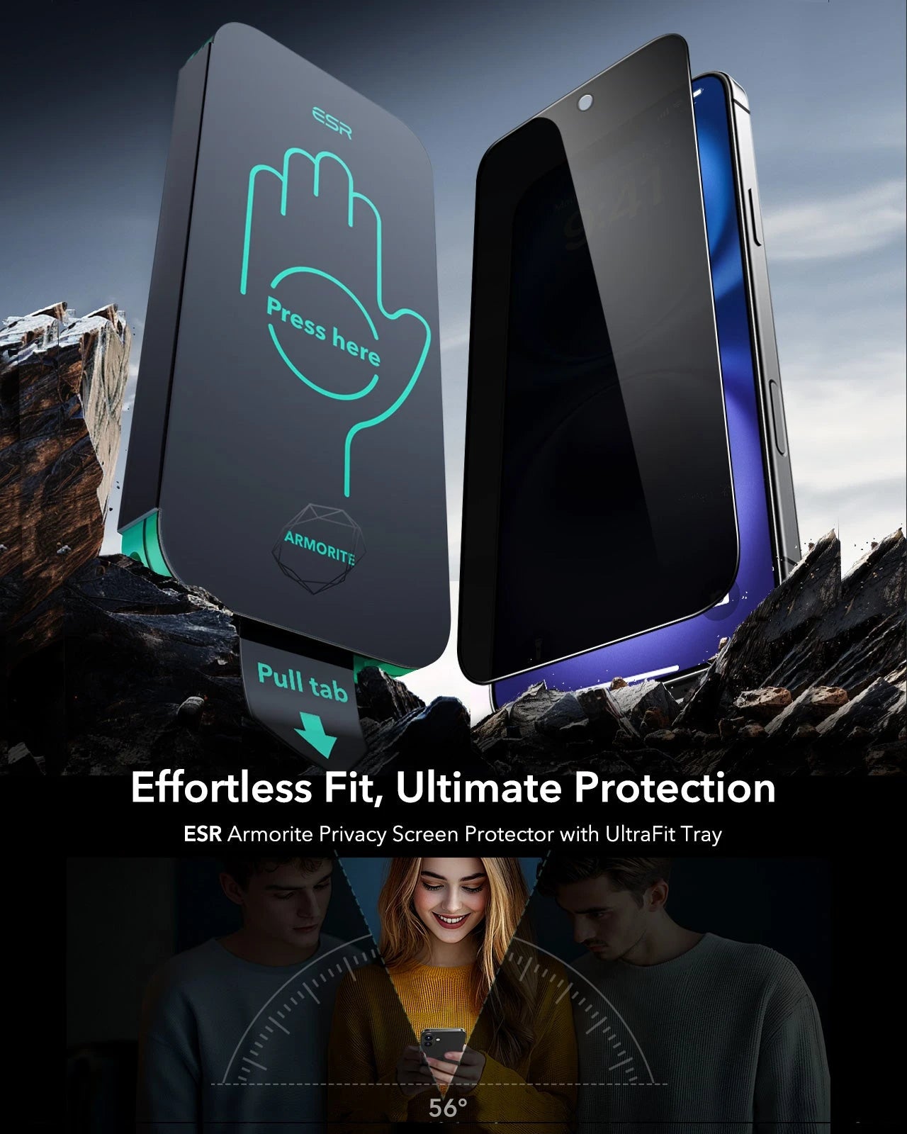 iPhone 16/15 UltraFit Armorite Privacy Screen Protector - 3 Pack ESR ESR