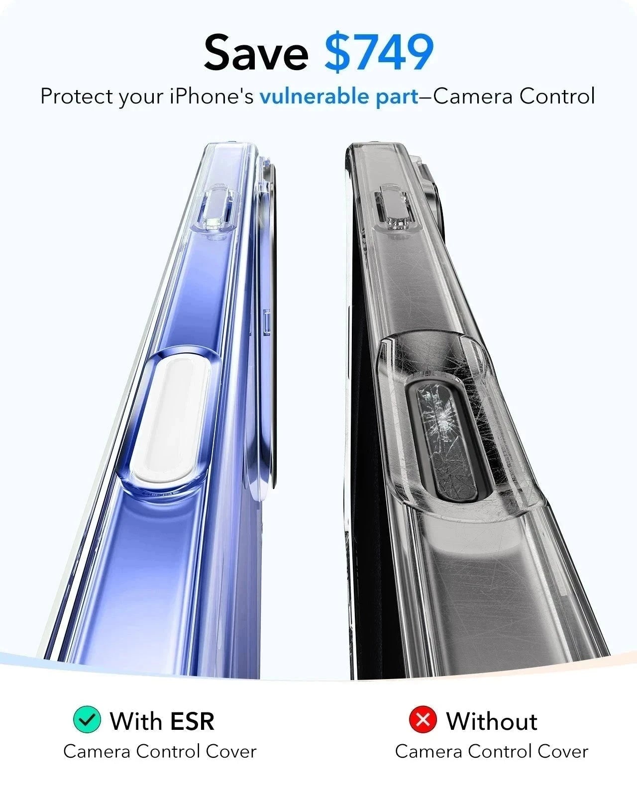 iPhone 16 HaloLock Classic Hybrid Case Protection Bundle (Camera Control, Stash Stand) - Clear ESR ESR
