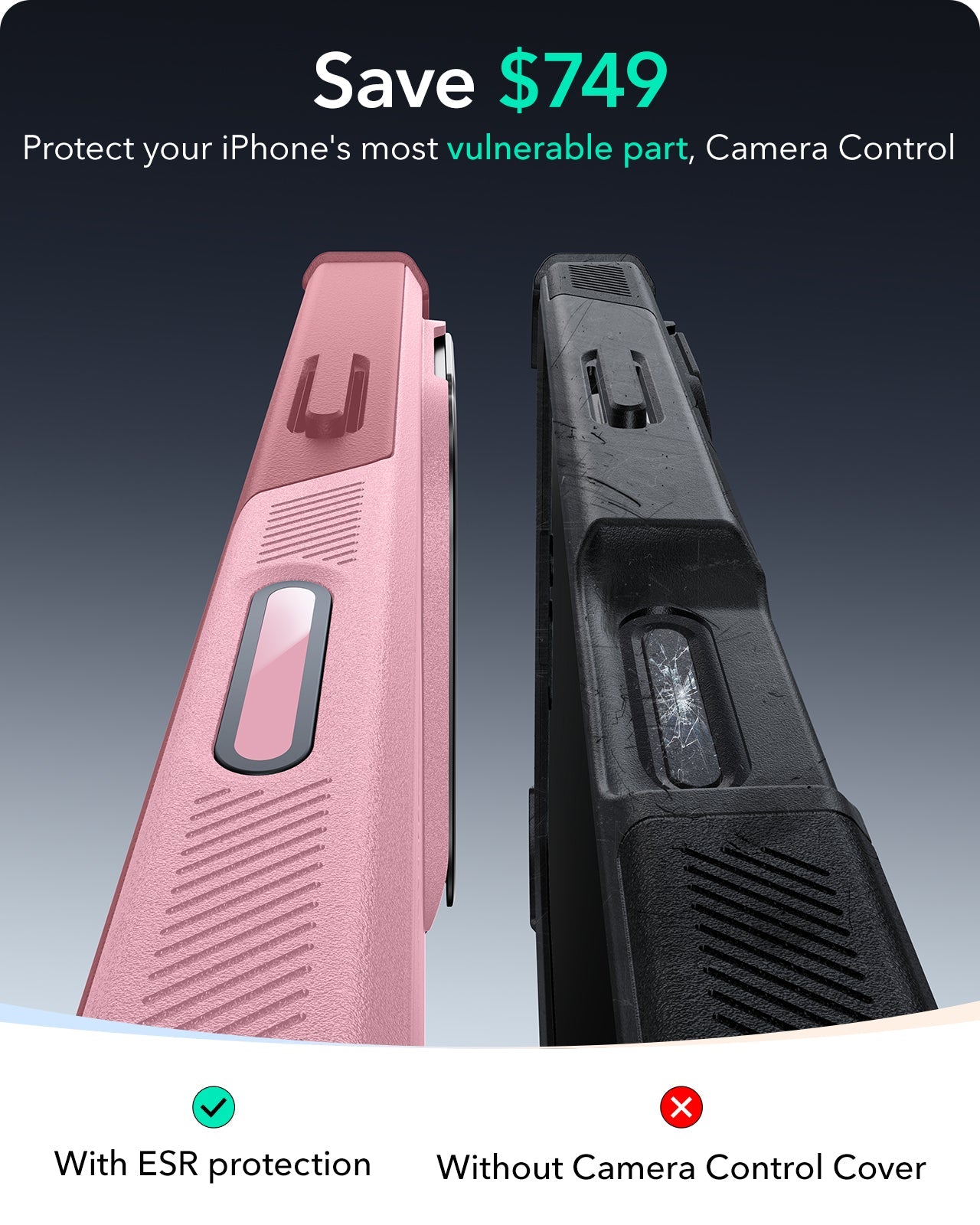 iPhone 16 Cyber Tough Magnetic Case (Camera Control, Stash Stand) - Pink ESR ESR