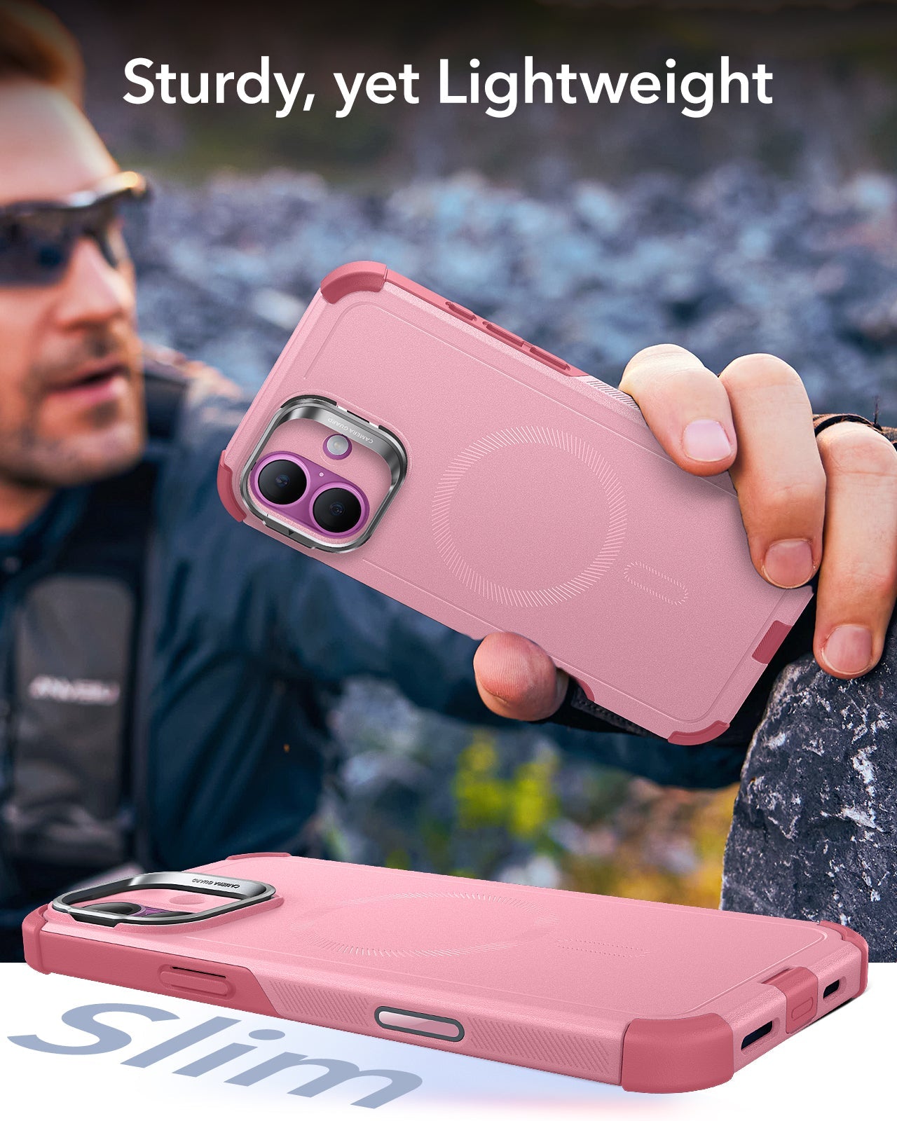 iPhone 16 Cyber Tough Magnetic Case (Camera Control, Stash Stand) - Pink ESR ESR