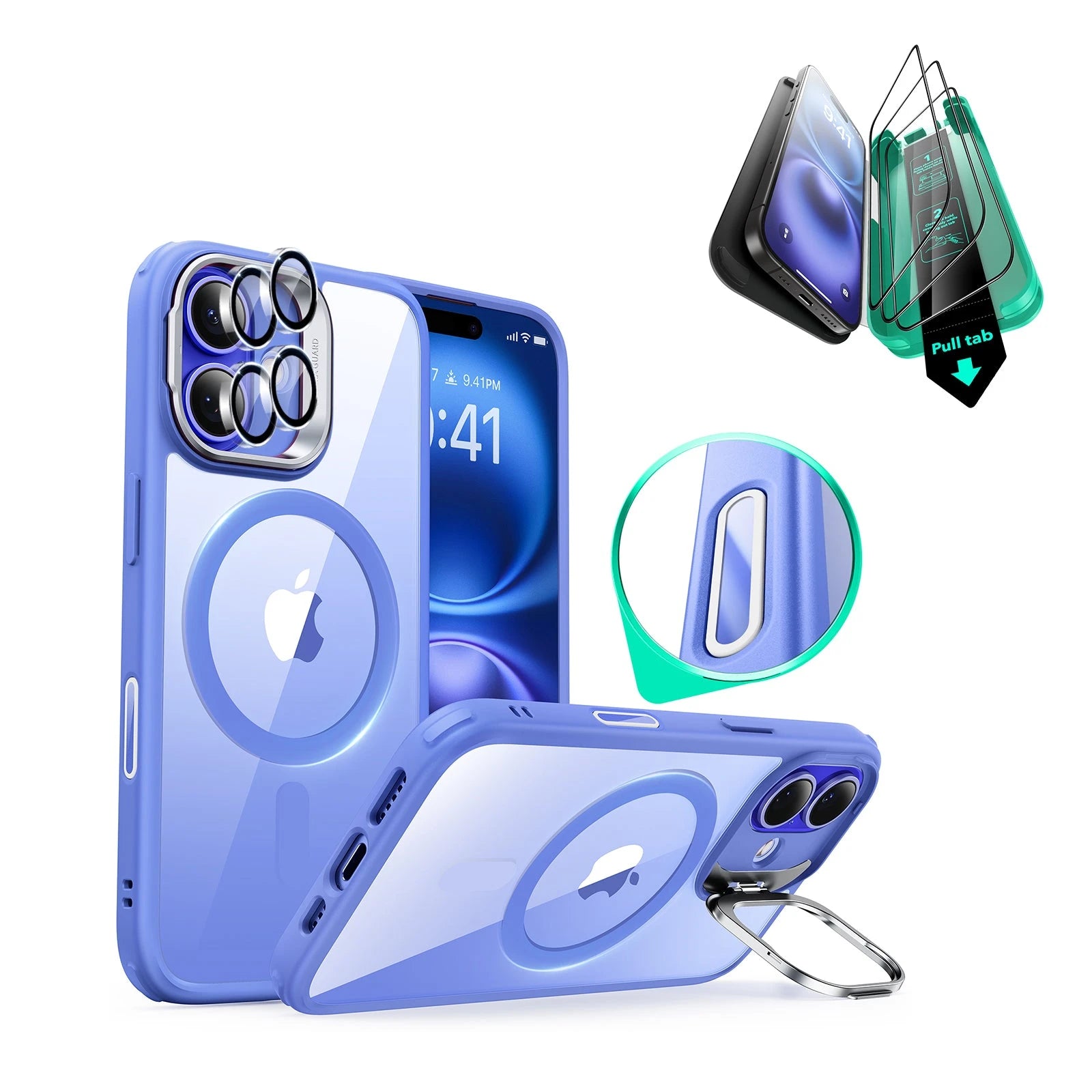 iPhone 16 Plus HaloLock Classic Hybrid Case Protection Bundle (Camera Control, Stash Stand) - Clear Blue ESR ESR
