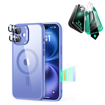 iPhone 16 Plus Classic Hybrid Magnetic Case (Camera Control) & Screen Protection Bundle - Clear Blue ESR ESR
