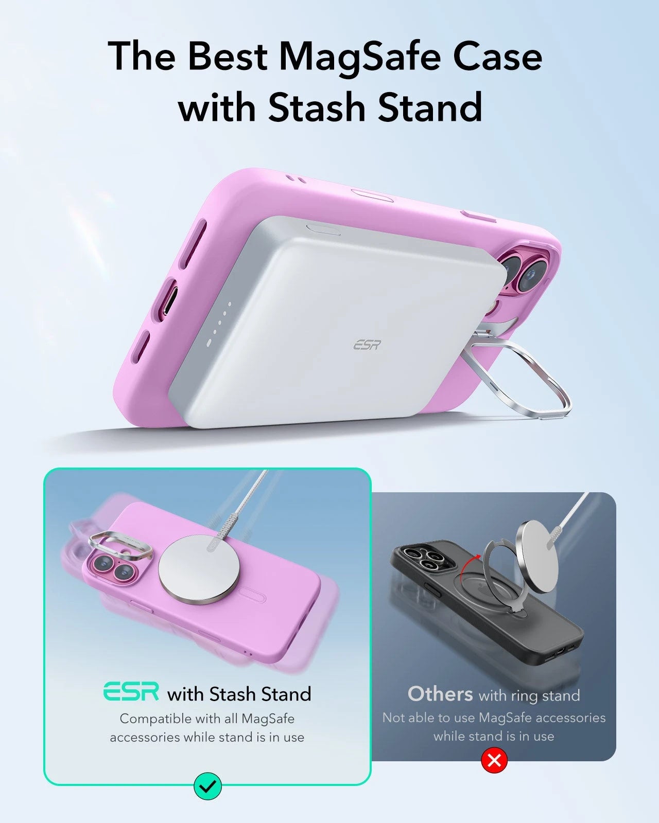 iPhone 16 Plus Cloud Soft Magnetic Case (Camera Control, Stash Stand) - Pink ESR ESR