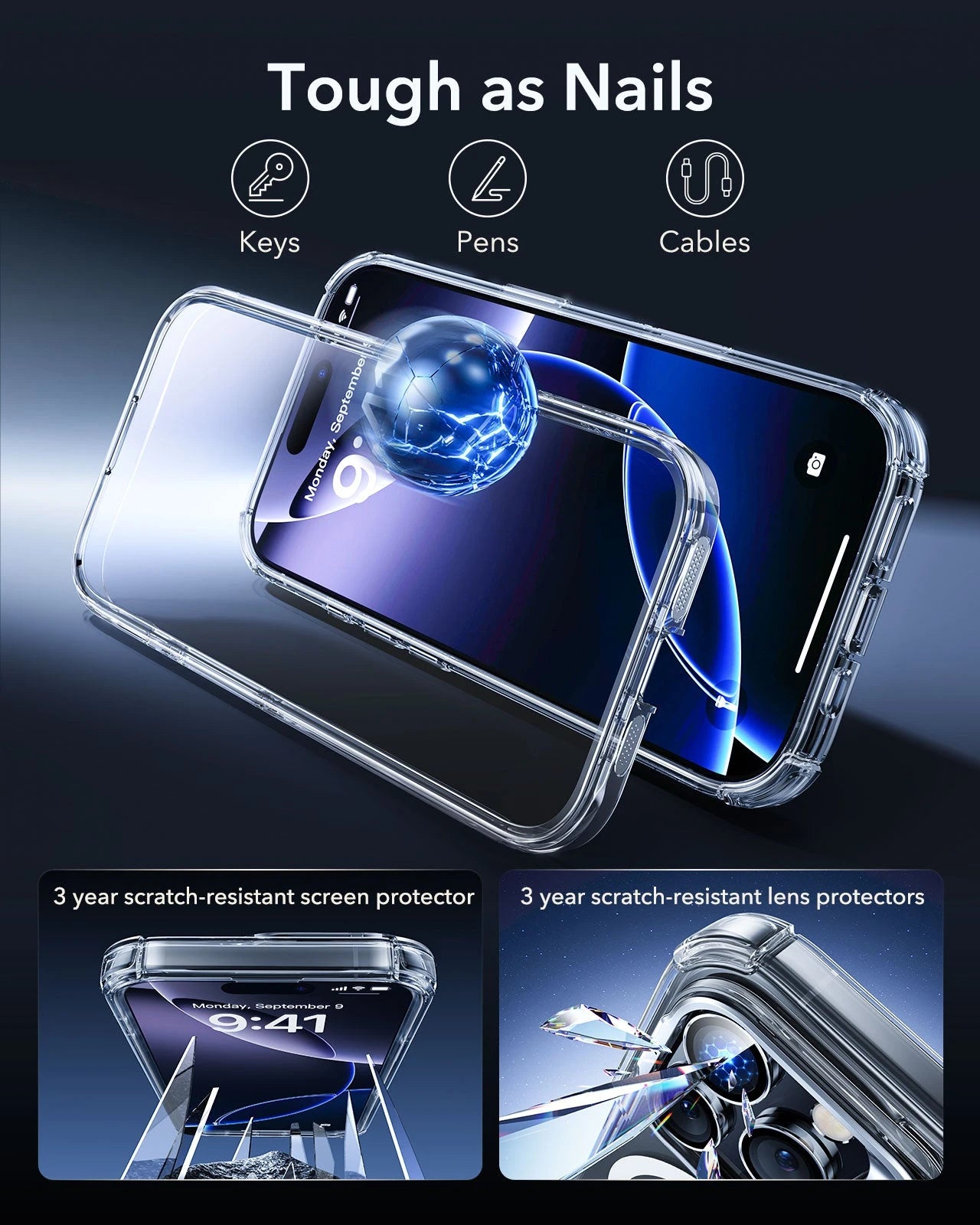 iPhone 16 Pro Max Armor Tough Magnetic Case (Camera Control, Stash Stand) - Clear ESR ESR