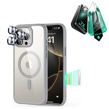 iPhone 16 Pro Max Classic Hybrid Magnetic Case (Camera Control) & Screen Protection Bundle - Clear Grey ESR ESR